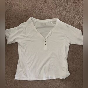 Faherty cloud cotton short sleeve Henley tee shirt top bright white xl